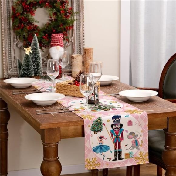 Nutcracker Table Runner Christmas Decor Holiday Decoration Decorative Cloth 72" - Picture 12 of 15